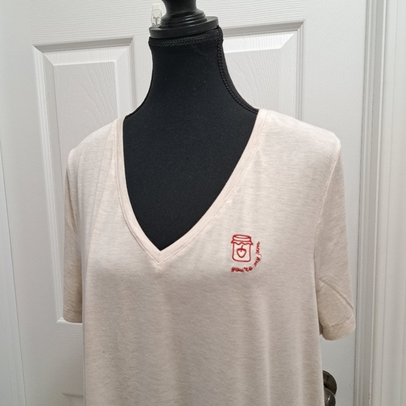 Miiyu | Simons PJ's Beige Sleep Dress V-neck Women's XL Embroidered Pyjama - Picture 3 of 13